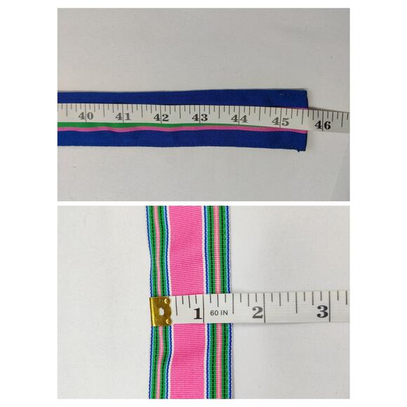 Lot of 2 Eliza B Colorful Reversible Striped Floral Ribbon Belt Silver Buckle OS - Picture 9 of 9